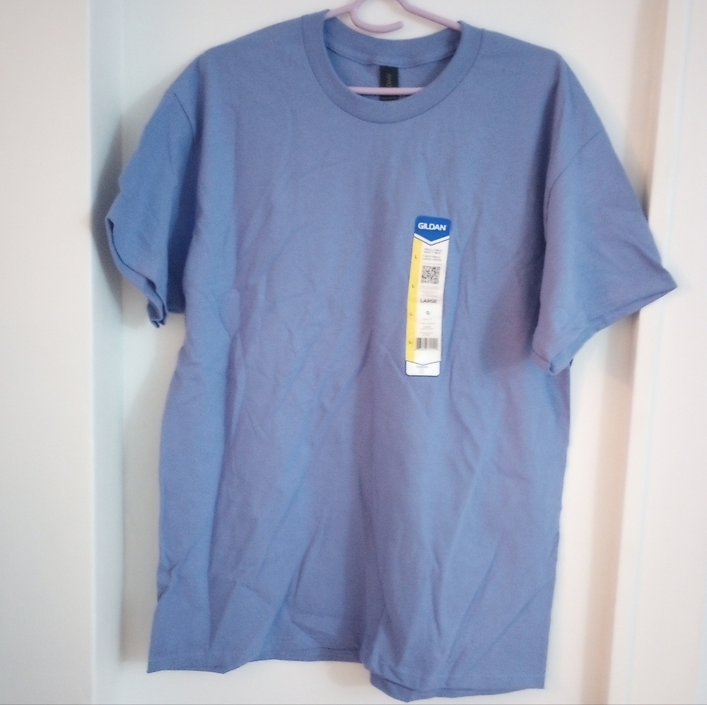 Gildan 100% Cotton Short Sleeve Violet Basic T-shirt Size Large